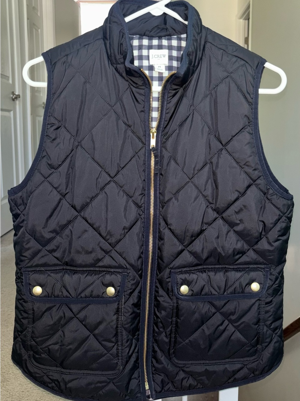 J. Crew Navy Quilted Zip-Front Vest